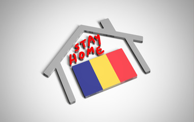Stay at home slogan with house and country flag inside. Protection campaign or measure from coronavirus, COVID--19. Corona virus (covid 19) campaign to stay at home. Chad