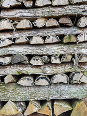 Background texture old wooden wall or wood for the fireplace, stove or campfire
