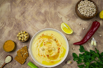 chickpeas hummus with olive oil