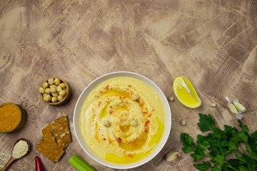 chickpeas hummus with olive oil