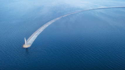 Aerial view  of sea and lighthouse. drone shot