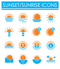Sunset sunrise related icons set on background for graphic and web design. Creative illustration concept symbol for web or mobile app