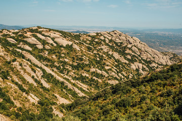 The Montserrat Mountain Spain. The Benedictine monastery of Santa Maria