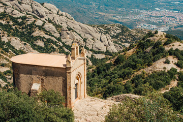 Santa Maria de Montserrat, a Benedictine Abbey located on the mountain, Barcelona, Spain