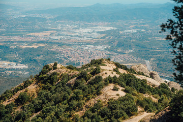 Fototapeta na wymiar A mountain view with monastery on the top in Montserrat, Spain
