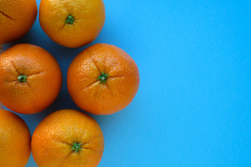 Oranges with blue color background