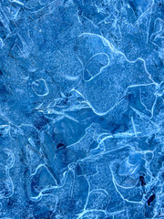 Winter. Freezing water with various patterns