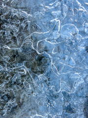 Winter. Freezing water with various patterns