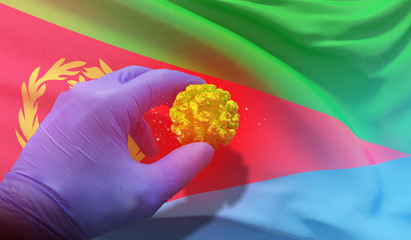 COVID-19 vaccine medical concept with flag of Eritrea. Pandemic 3D illustration.