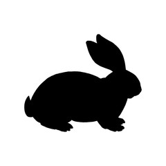 Vector illustration of Easter bunny silhouette. Black rabbit silhouette