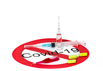 Syringes pills tablets ampoules with medicinal solutions for injection for the treatment of people from the flu pandemic and covid-19