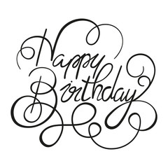 HAPPY BIRTHDAY hand lettering, handmade calligraphy on a white background. Isolated object. vector illustration
