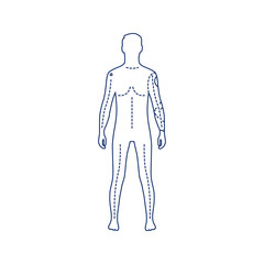 Man with artificial hand black line icon. Person who has a prosthesis instead of a real hand. Pictogram for web page, mobile app, promo. UI UX GUI design element. Editable stroke