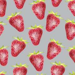 Strawberry isolated on white background. Red berry closeup. Fresh organic food. Watercolor painting. Botanical realistic illustration. Hand drawn art.