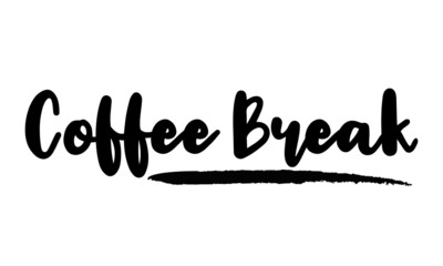 Coffee Break - inspirational quote, typography art with brush texture. Black vector phase isolated on white 
background. Lettering for posters, cards design, T-Shirts.