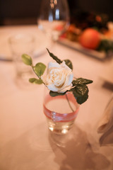Elements of the wedding ceremony. Wedding decoration. Wedding table decoration with flowers