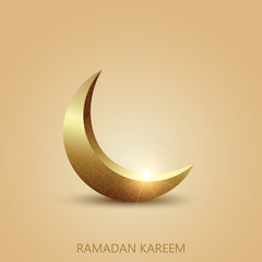 Obraz na płótnie Canvas Ramadan kareem background with golden half moon. Vector