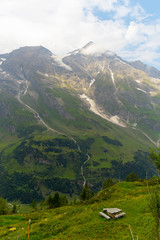 Great view of the alpine green mountains.