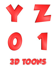 3D Toons Red Alphabet - 3D Illustration