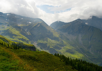 Fototapeta na wymiar Great view of the alpine green mountains.