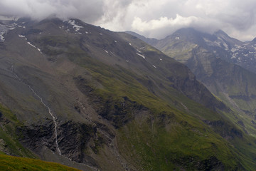 Great view of the alpine green mountains.