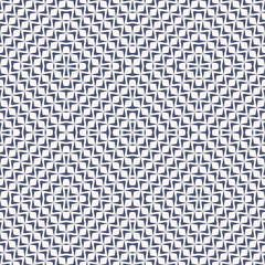 Vector seamless pattern. Abstract geometric ornament texture with concentric wavy lines, curved shapes, delicate mesh, net, grid, lattice, lace. Navy blue and white background. Repeatable design