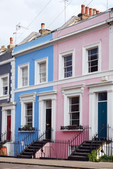 England uk, London April 25,2019  - Notting Hill colored houses near Portobello road market 