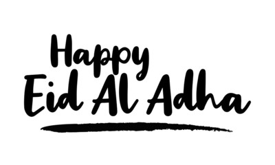 Happy Eid Al Adha Modern calligraphy. Handwritten phrase. Inspiration graphic design typography element. Cool simple vector sign.