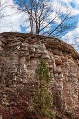 Obraz premium Niagara Escarpment high dolomite bluffs at Bay Shore Co. Park, New Franken, WI.