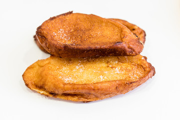 Torrijas, typical Spanish dessert based on milk bread and sugar