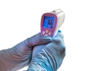 Doctor Infrared Thermometer checkup. Temperature Measurement Device