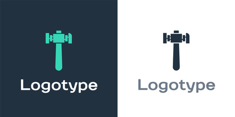 Logotype Hammer icon isolated on white background. Tool for repair. Logo design template element. Vector Illustration