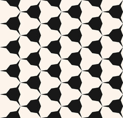 Abstract geometric seamless pattern with edgy shapes, triangles, hexagons, grid, net. Simple vector monochrome ornament texture. Black and white graphic background. Stylish modern repeatable design
