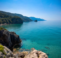 summer photo of aerial beach with sea 