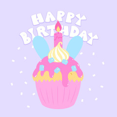 誕生日カップケーキ　パステルラビット