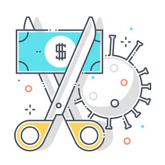 Bankruptcy related color line vector icon, illustration