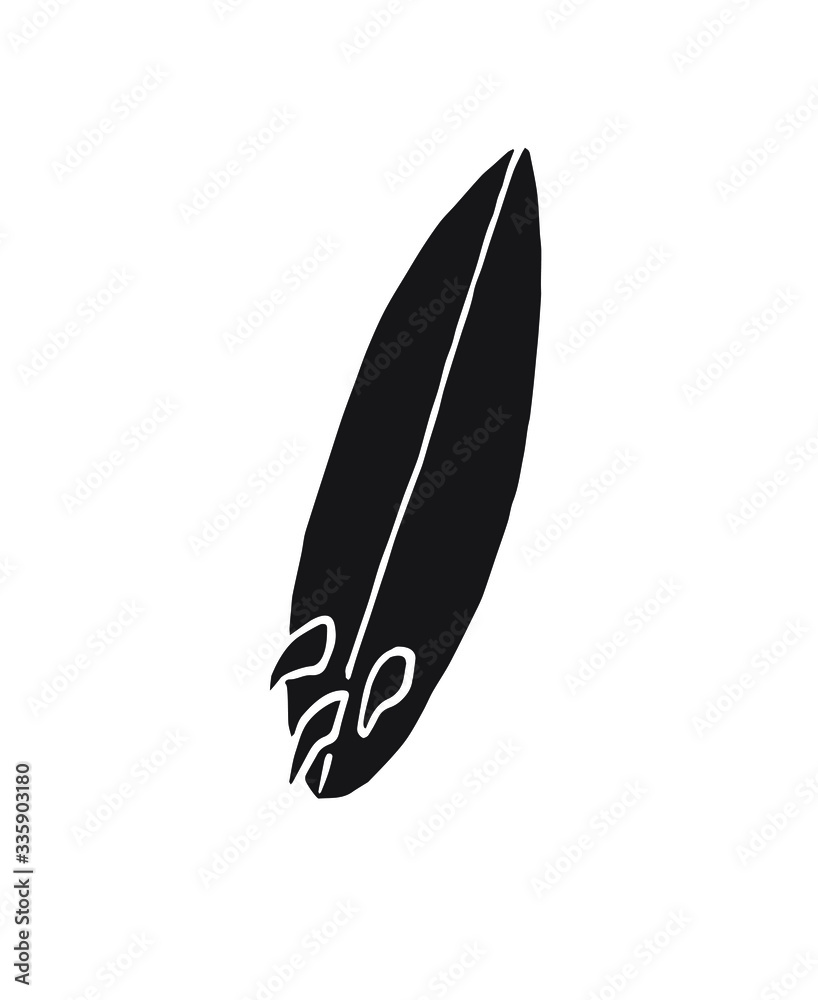 Poster vector black hand drawn doodle sketch surf board isolated on white background