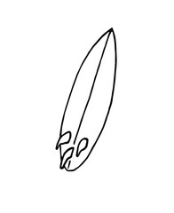 Vector hand drawn doodle sketch surf board isolated on white background