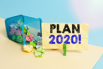 Word writing text Plan 2020. Business photo showcasing detailed proposal for doing or achieving...