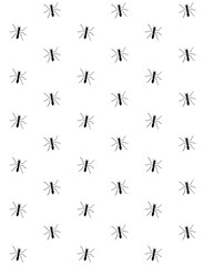 Vector seamless pattern of black sketch ant silhouette isolated on white background