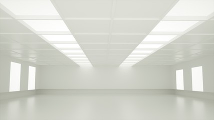 White Abstract Hall Background. Minimal Modern Architecture Design