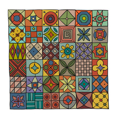 Talavera pattern. Indian patchwork. Turkish ornament. Moroccan tile mosaic. Spanish decoration. Ethnic background.