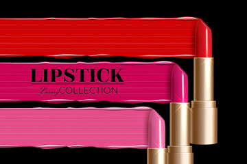 Design lipstick advertising mockup for catalog and magazine. Product design, lipstick mockup
