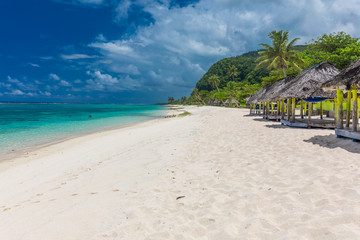 Lalomanu beach with open huts called fales, south side of Upolu Island, Samoa © Martin Valigursky