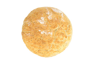 Homemade fresh natural baked around bread with flour