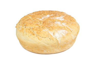 Homemade fresh natural baked around bread with flour