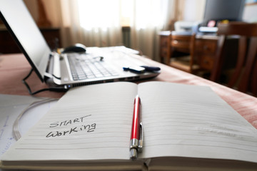 image of work station at home during the period of the virus crown, that is, smart working