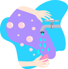Washing hands with the soap illustration 