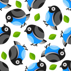 Spring Birds Illustration, Seamless, Pattern Vector Vector Illustration