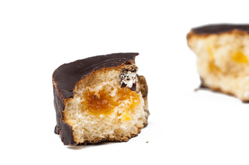 A very tasty chocolate chip cookie isolated on a white background.Copy space